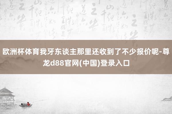 欧洲杯体育我牙东谈主那里还收到了不少报价呢-尊龙d88官网(中国)登录入口