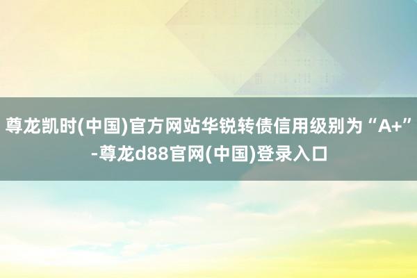 尊龙凯时(中国)官方网站华锐转债信用级别为“A+”-尊龙d88官网(中国)登录入口